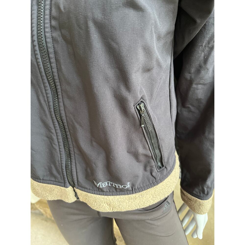 Marmot Fleece Lined Full Zip Black Hooded Jacket Women's Size Medium - Picture 2 of 5
